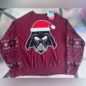 Disney Sweater with Darth Vader Santa Hat NEW Men Small